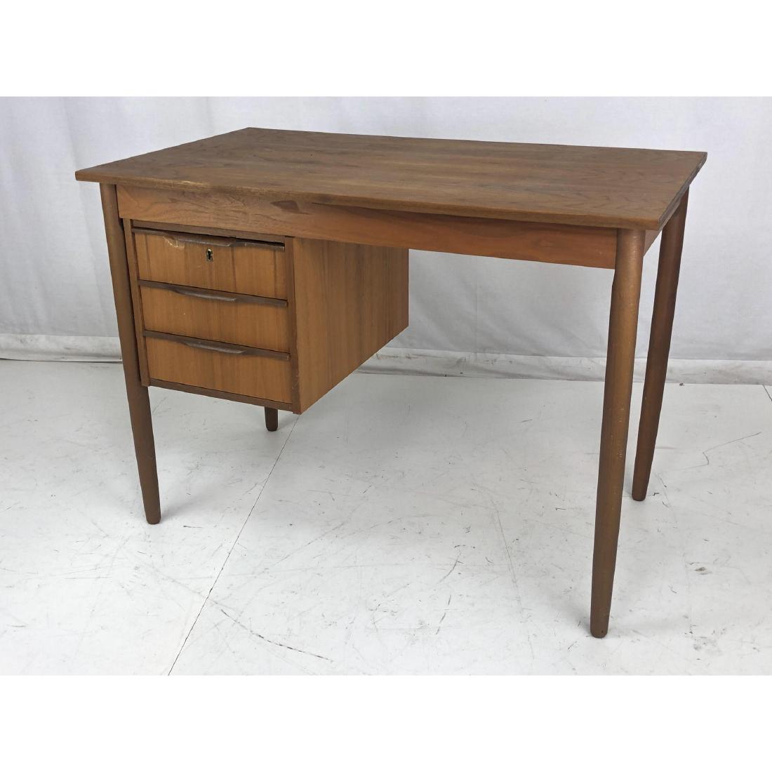 Danish Teak Modern Desk. Three Drawers. Peg legs. (1 of 9)