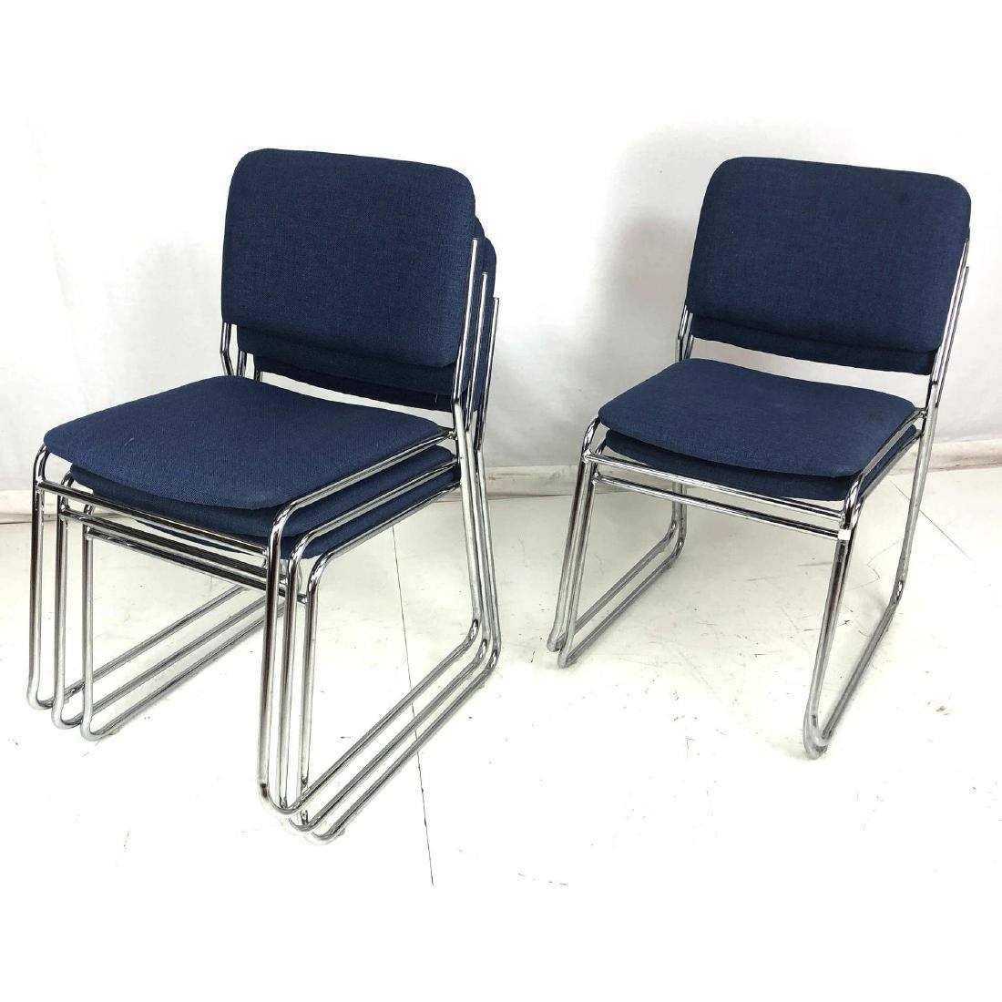 Set 5 Vintage Chrome Stacking Chairs. SEATING COR (1 of 11)