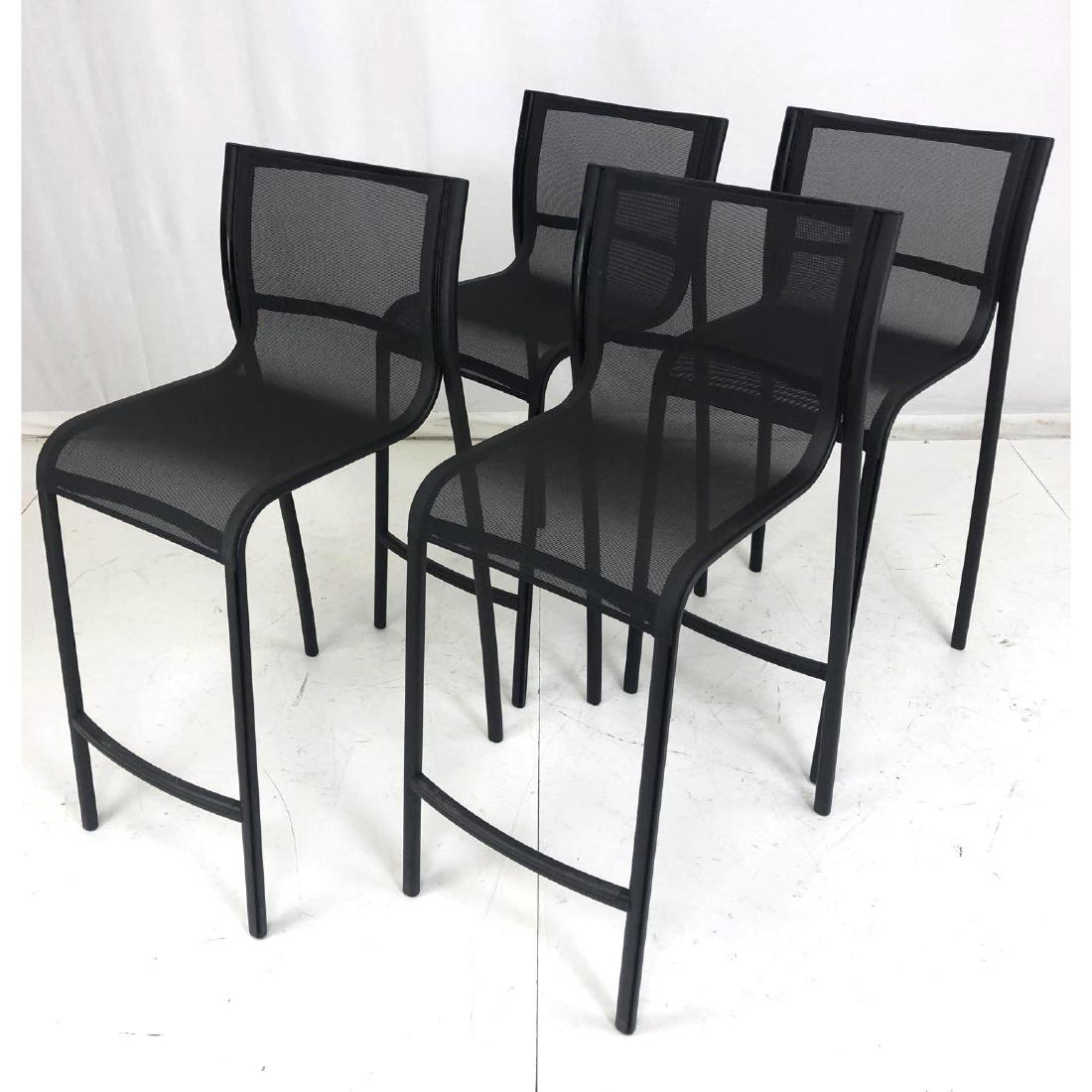 Set 4 Black Mesh Fabric Stacking Bar Stools. MAGI (1 of 9)