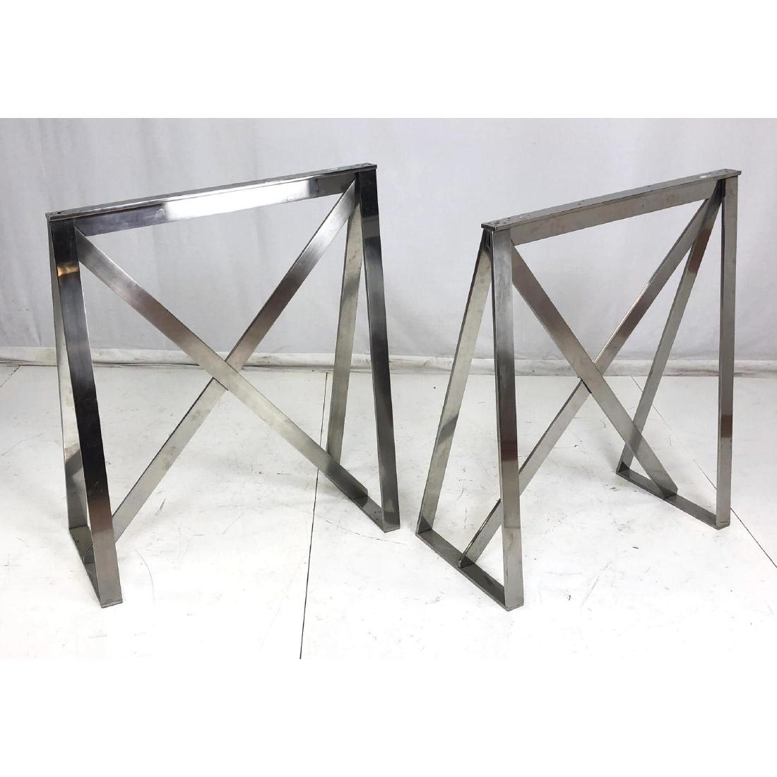 Pr Heavy Brushed Steel X Table Bases Slanted Top. (1 of 9)