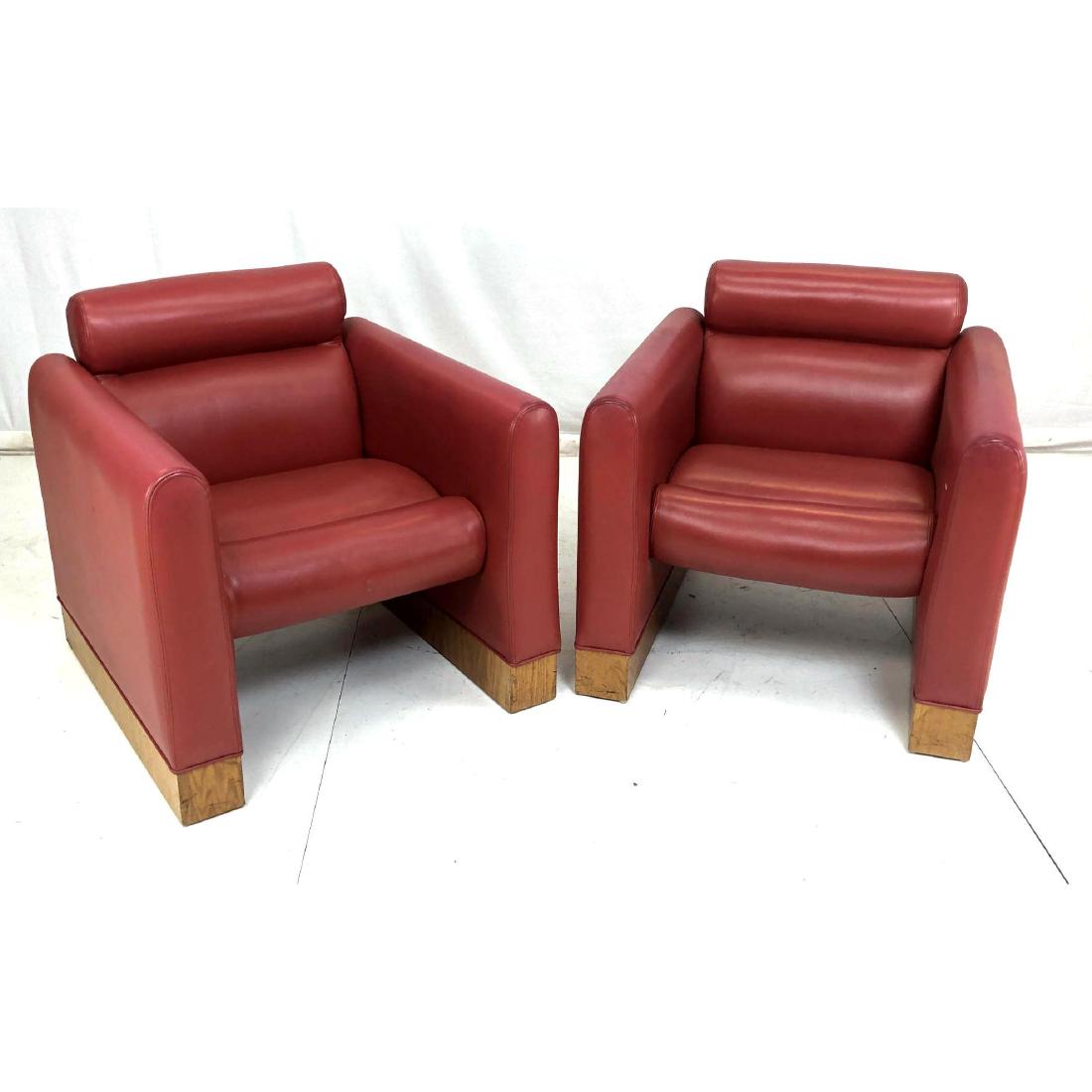 Pr Deco style Leather Lounge Chairs. Pinkish Red (1 of 17)
