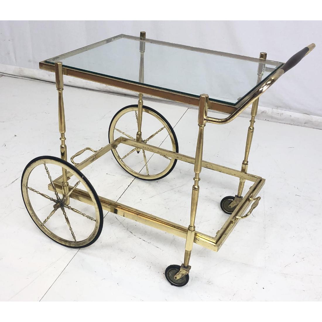 Mid Century Rolling Brass Serving Bar Cart. Lift (1 of 9)