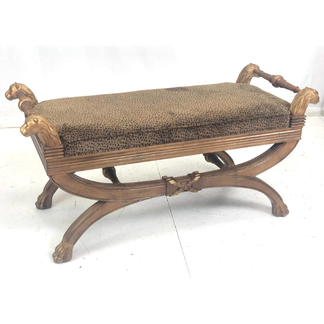 Decorator Lion Head Bench.  Gold with leopard pri (1 of 9)