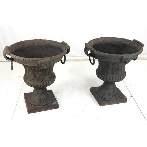 Pair Cast Iron Handled Urns. Planters. Planters. - May 22, 2019