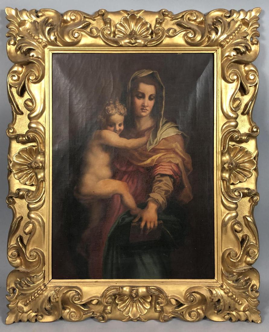 Antique Oil Painting Madonna & Child. Elaborate g (1 of 18)