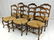 6 French Country Style Carved Oak Dining Chairs.