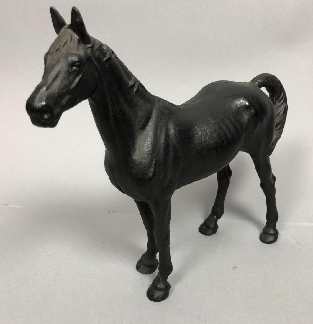 Vintage Figural Horse Iron Door Stop. Nicely deta: Vintage Figural Horse Iron Door Stop. Nicely detailed, painted black. -- Dimensions: H: 10 inches: W: 3.5 inches: D: 12.5 inches --- US Shipping charge: $50