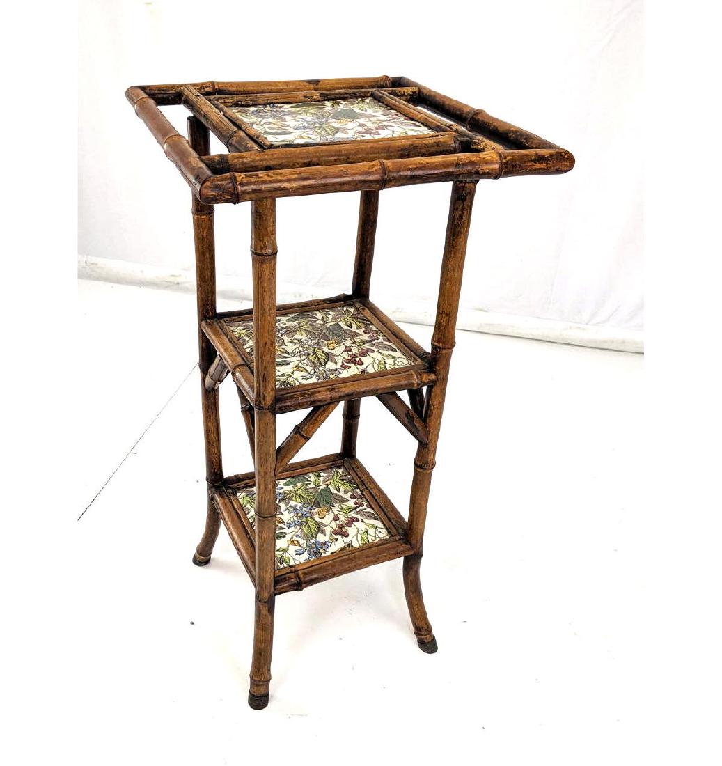 Victorian Bamboo 3 Tier Stand with Inset Floral T (1 of 10)