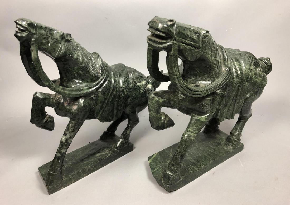 Pr Natural Stone Decorative Horses. Dark green ca (1 of 13)