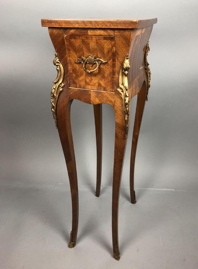 Parquetry French Style Stand w Brass Corner Accen (1 of 13)