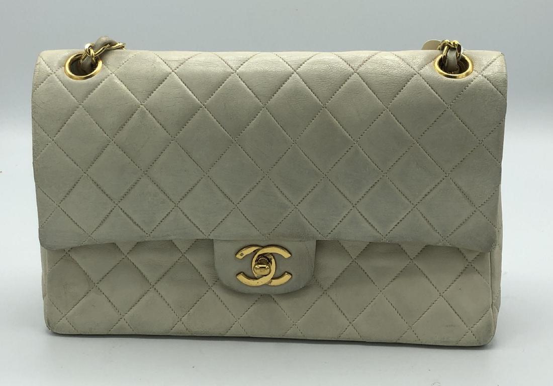CHANEL Beige Leather Quilted Purse Hand Bag. Kid (1 of 12)