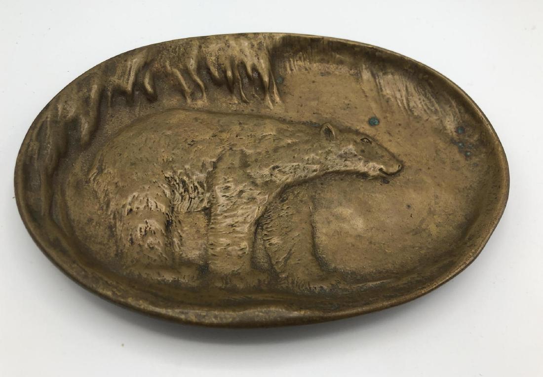 Bronze Dish with Relief Polar Bear Design. Vide p: Bronze Dish with Relief Polar Bear Design. Vide poche. Not marked.-- Dimensions: H: .5 inches: W: 7.75 inches: D: 5.75 inches --- US Shipping charge: $35