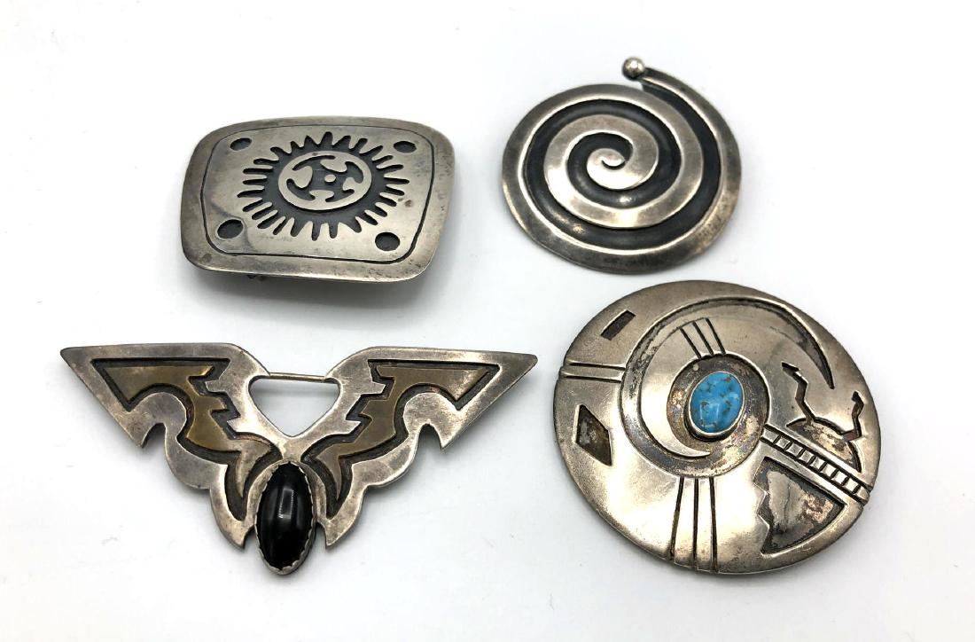 4pc Sterling Silver Mexican American Indian Pins (1 of 9)