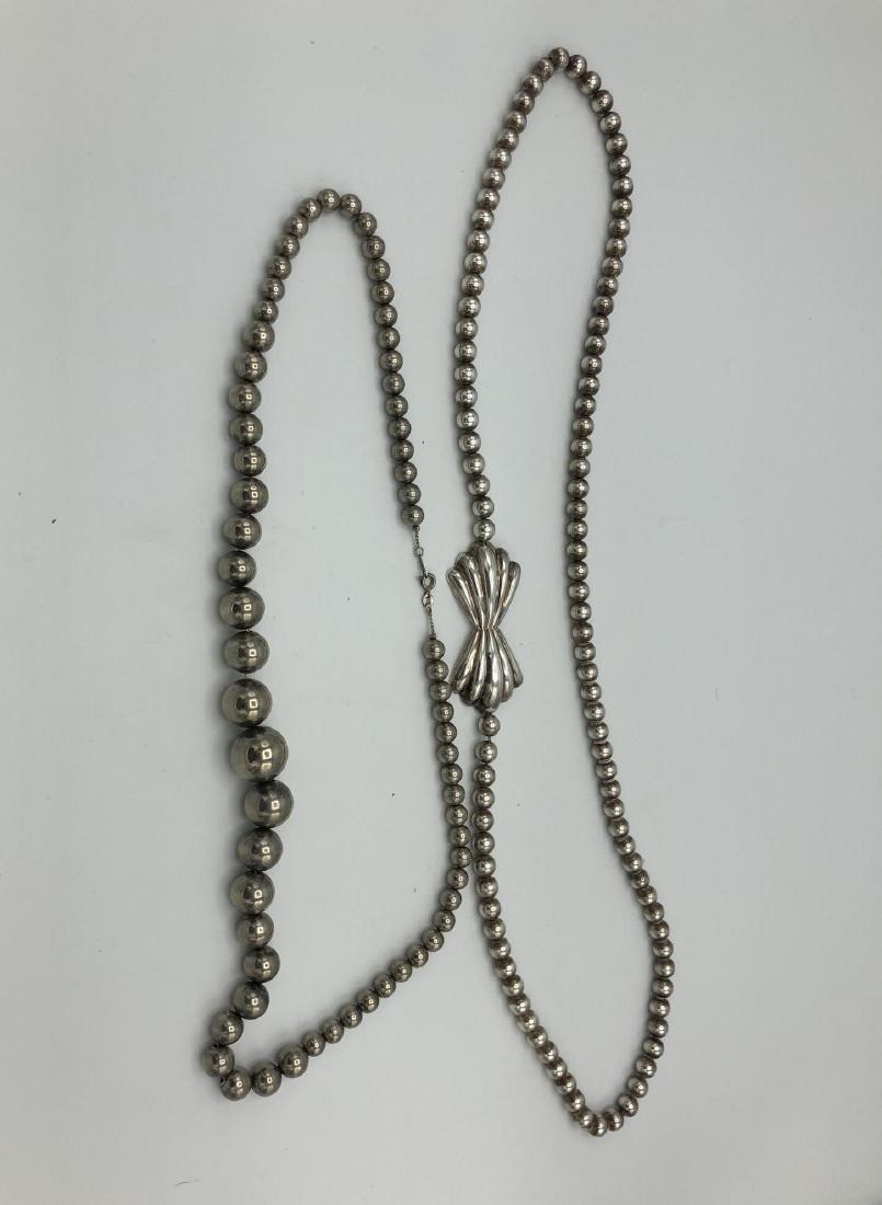 2pc Sterling Silver Bead Necklaces. One with holl (1 of 8)