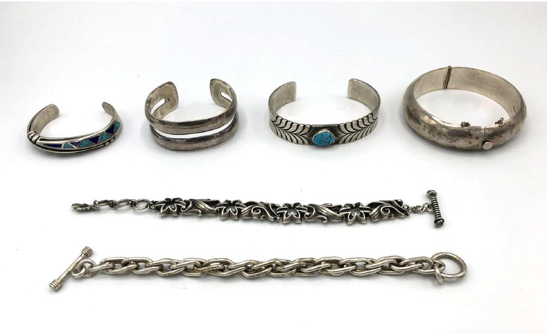 6 pc Sterling Silver Bracelet Lot. 2 link bracele (1 of 17)