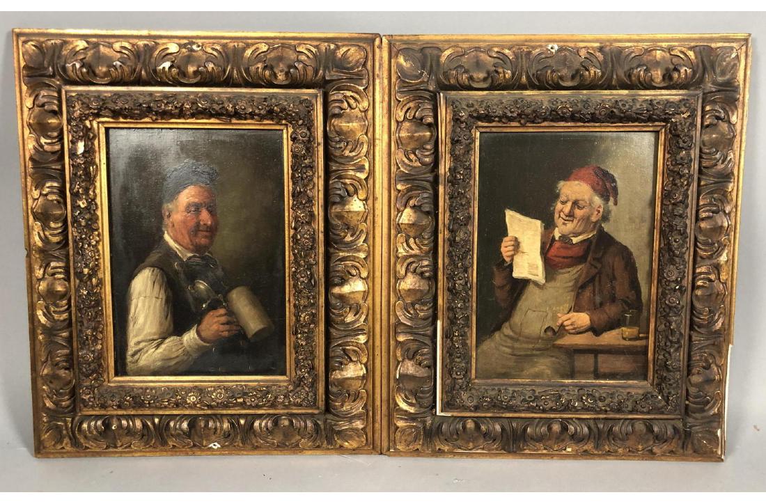 2pc Vintage Oil Portrait Paintings. Elaborate gil (1 of 9)