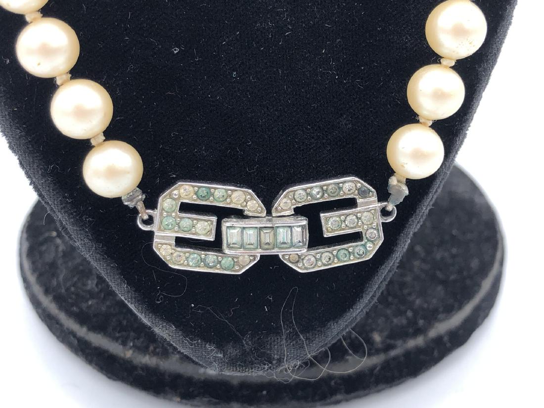 GIVENCHY French Faux Pearl Bead Necklace Rhinesto (1 of 6)