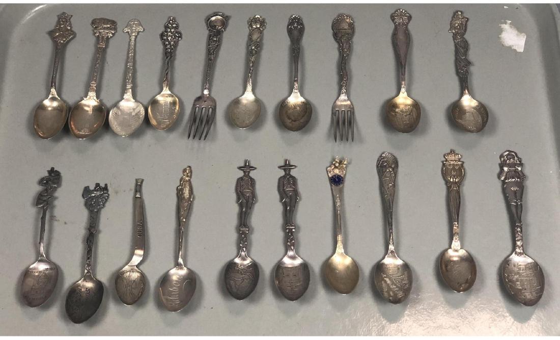 20pc Decorative Sterling Silver Souvenir Spoons & (1 of 8)