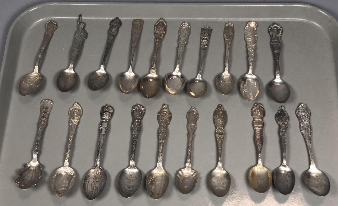 20pc Decorative Sterling Silver Souvenir Spoons. (1 of 6)