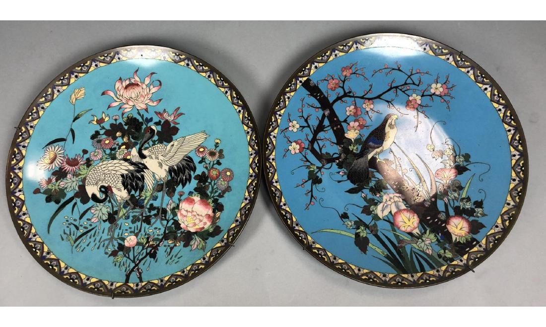 2pc Chinese Cloisonne Enamel Chargers. Colorful c (1 of 6)