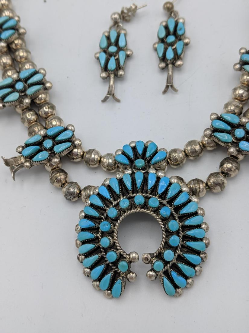 REYNOLD LONASEE Zuni Squash Blossom Necklace & Ea (1 of 7)