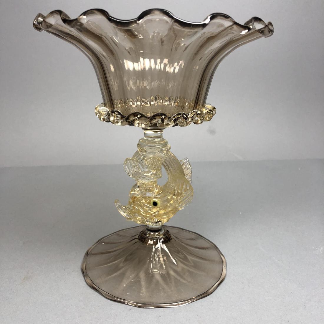 SALVIATI Murano Italian Art Glass Dolphin Compote (1 of 6)