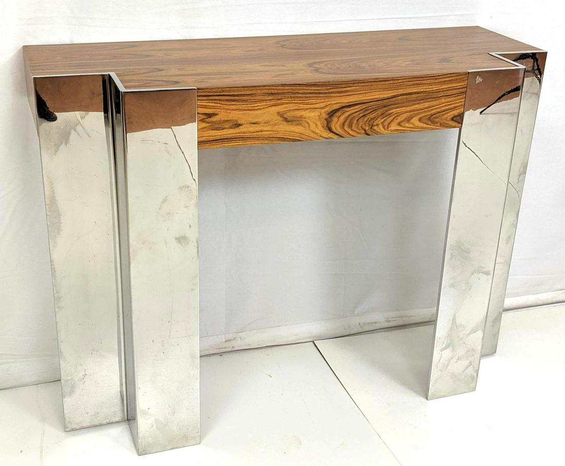 Modernist Rosewood Stainless Steel Console Table. (1 of 7)