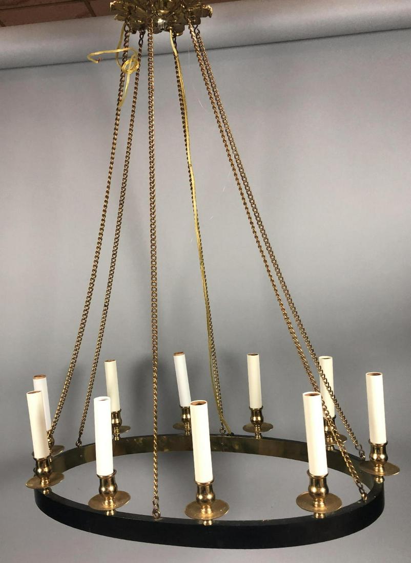 Brass Black Metal Modernist Chandelier. Parzinger (1 of 13)