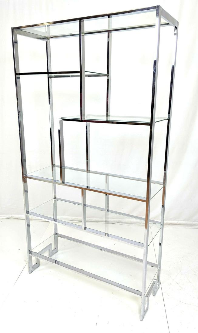 Milo Baughman chrome etagere shelf unit. Thick ch (1 of 5)