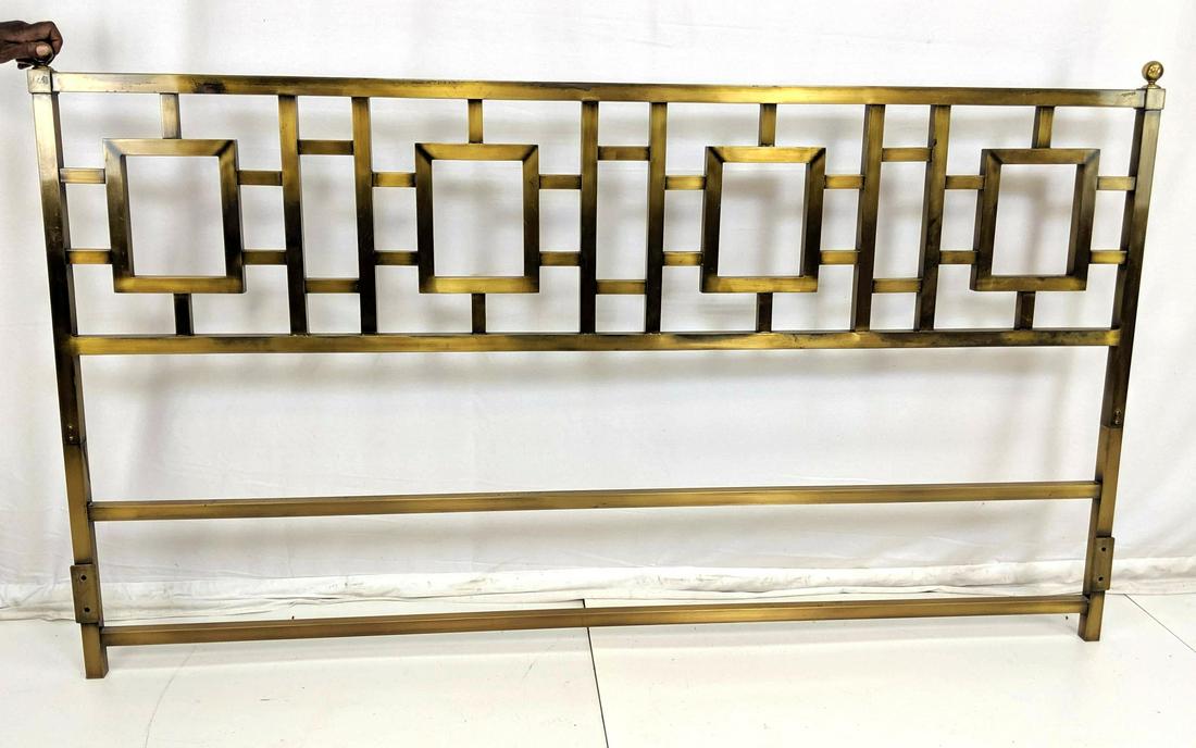 Brass square tube modernist king sized headboard. (1 of 8)