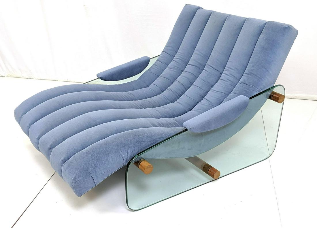 Fabio Lenci Attributed Chaise Lounge Chair. Glass (1 of 7)