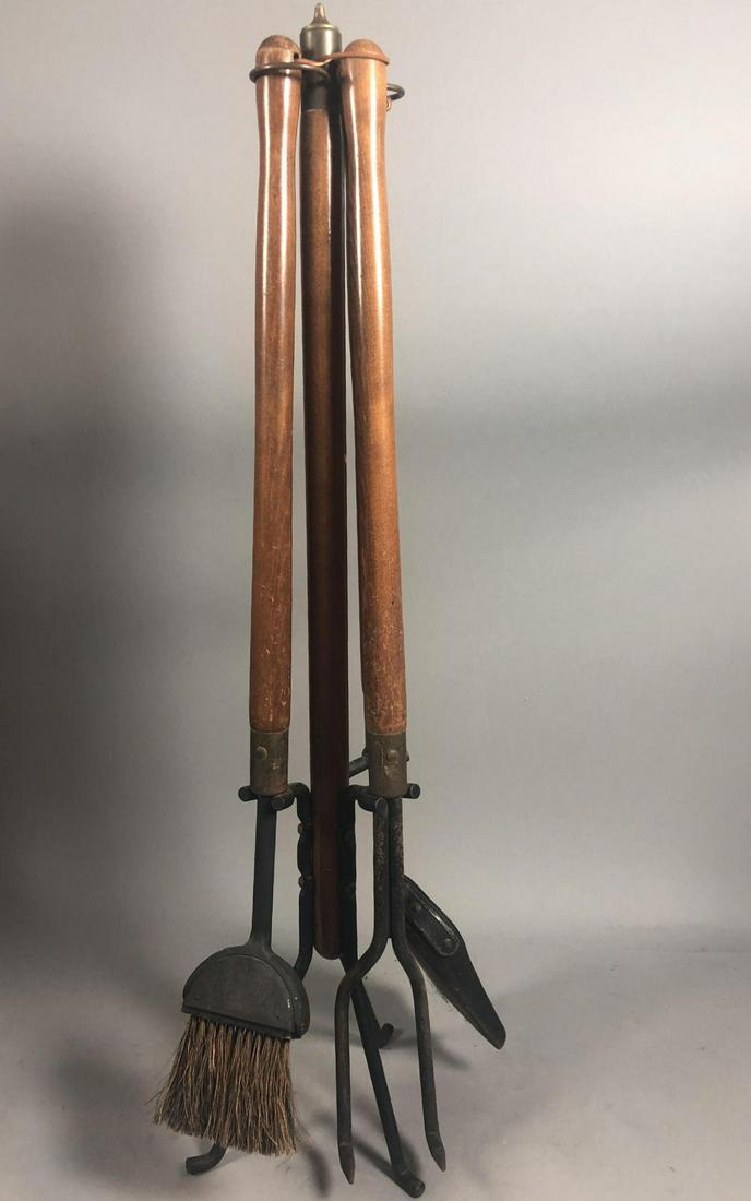 Modernist Wood and Iron fireplace Tool Set. Verti (1 of 9)