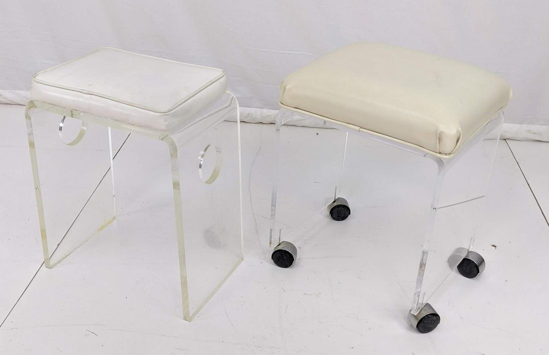 2 Pc Lucite Modernist Vanity stools. (1) Thick Mo (1 of 12)