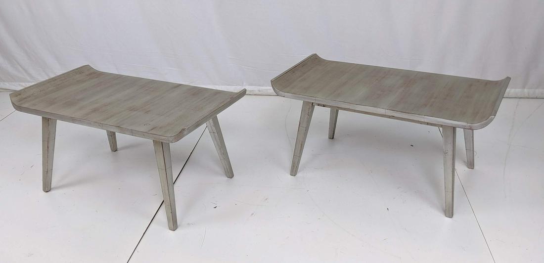 Pr Modernist Decorator Silver Leaf Side Tables As (1 of 9)