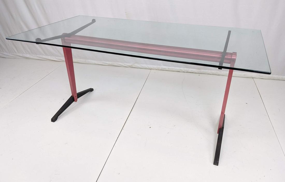 PETER HANDLER anodized aluminum glass dining tabl (1 of 8)