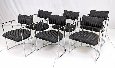 Set 6 Milo Baughman Dining Chairs. Chrome barrel (1 of 11)