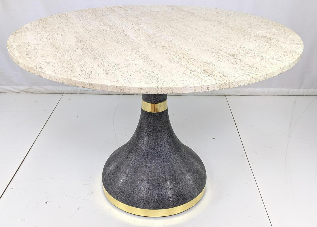 Decorator Round Travertine Dining Table. Shagreen (1 of 9)