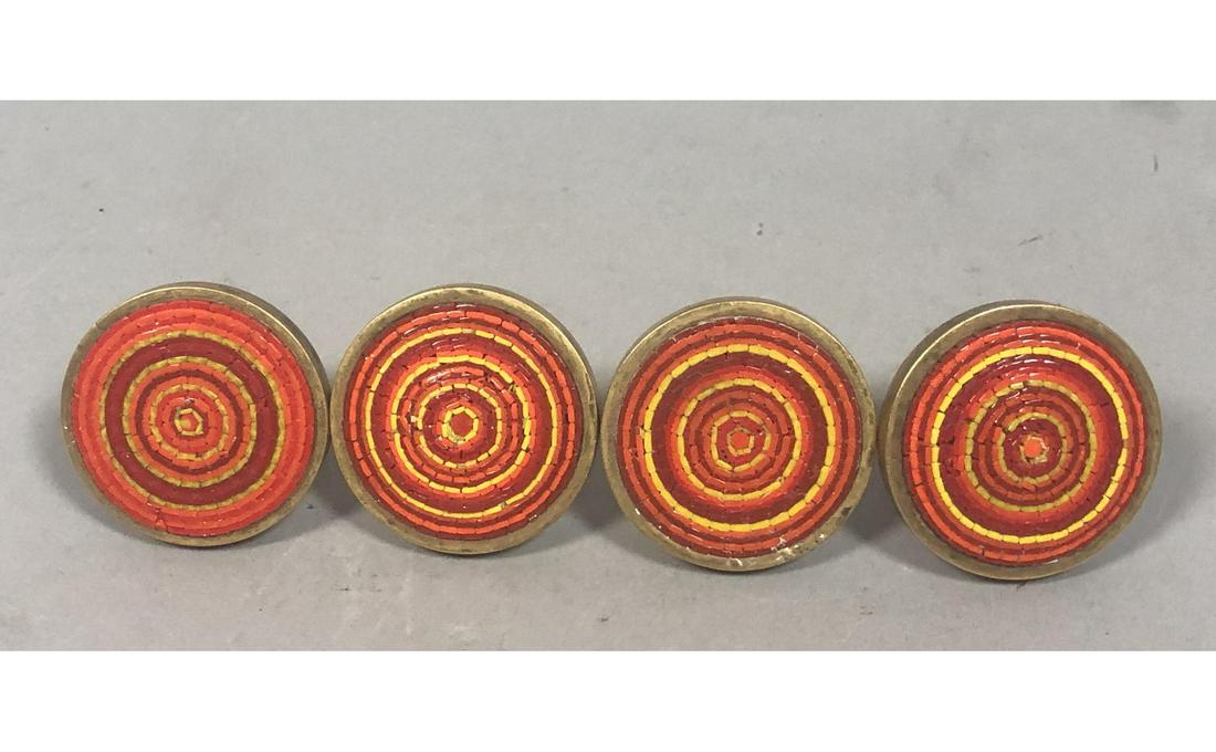 Set 4 Italian Glass Micro Mosaic Brass Furniture (1 of 7)