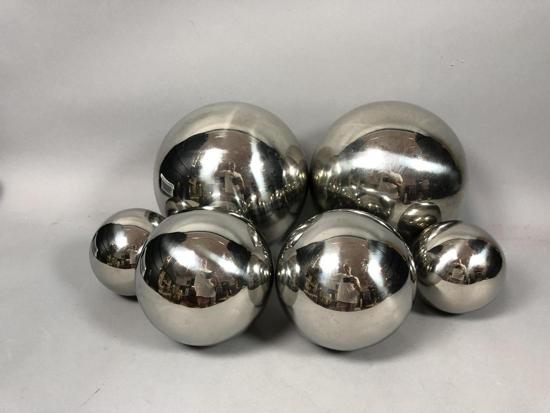 Set 6 Hollow Chrome Decorator Balls. Decorative M (1 of 7)