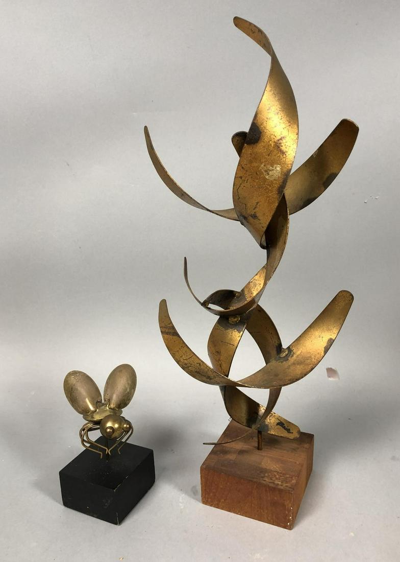 2 Pc Metal Modernist Sculpture Lot. (1) Signed Ro (1 of 10)