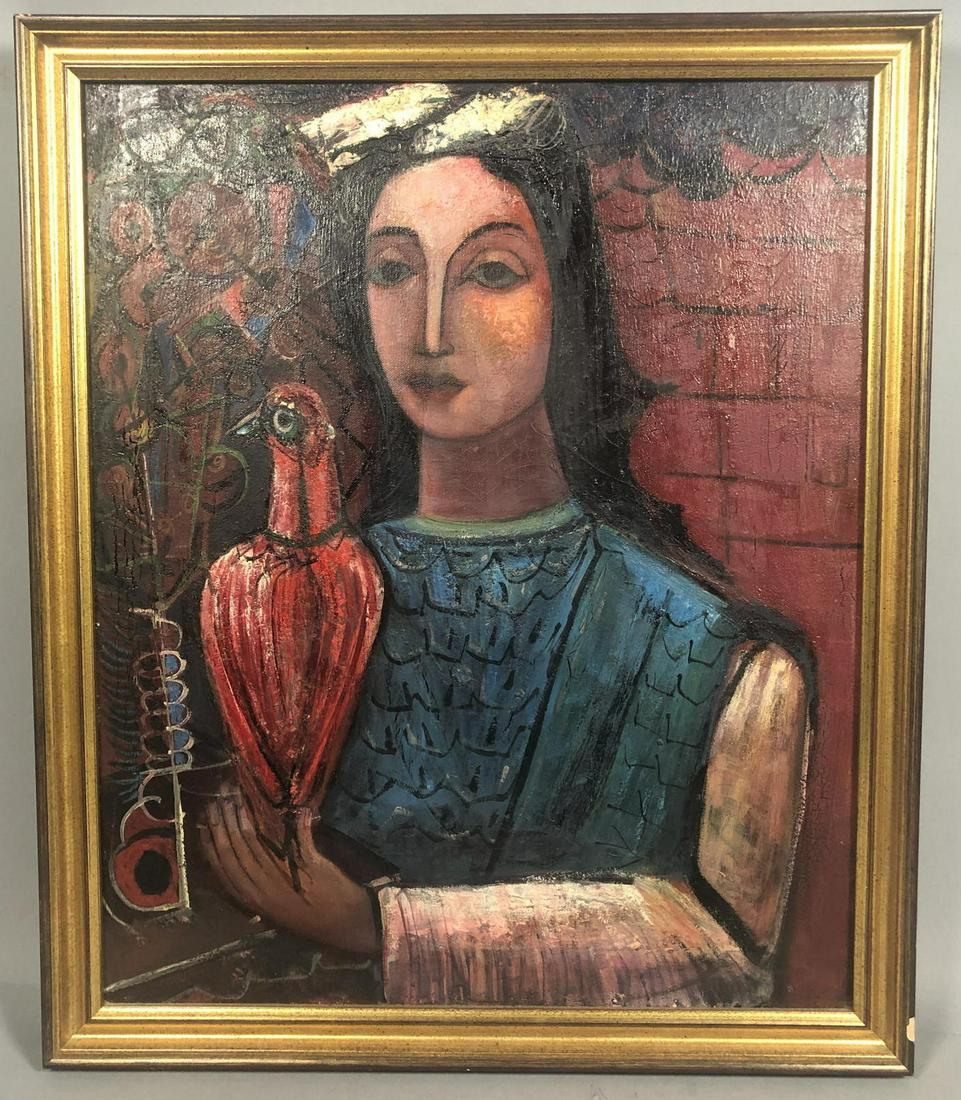 NAHUM TSCHACKBASOV Portrait Lady Holding Bird. Mo (1 of 13)