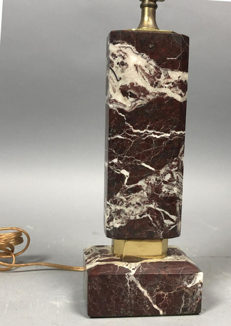 Elegant Red + White Veined Marble Art Deco Lamp. (1 of 6)