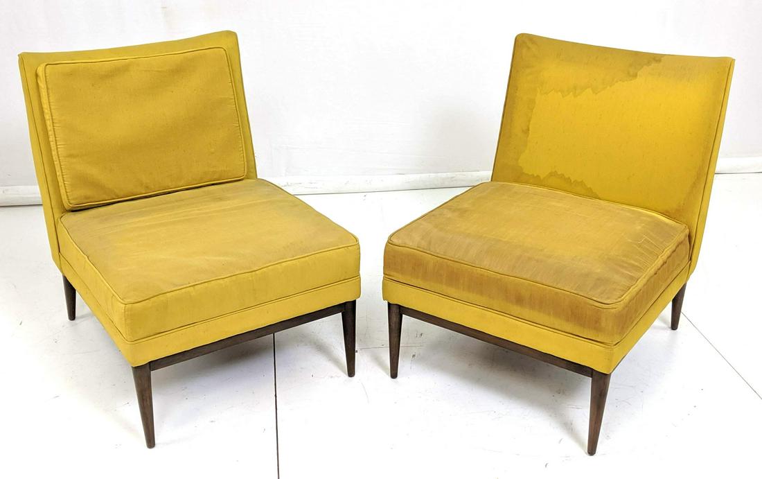 Pr PAUL McCOBB Mid Century Walnut Slipper Chairs. (1 of 12)