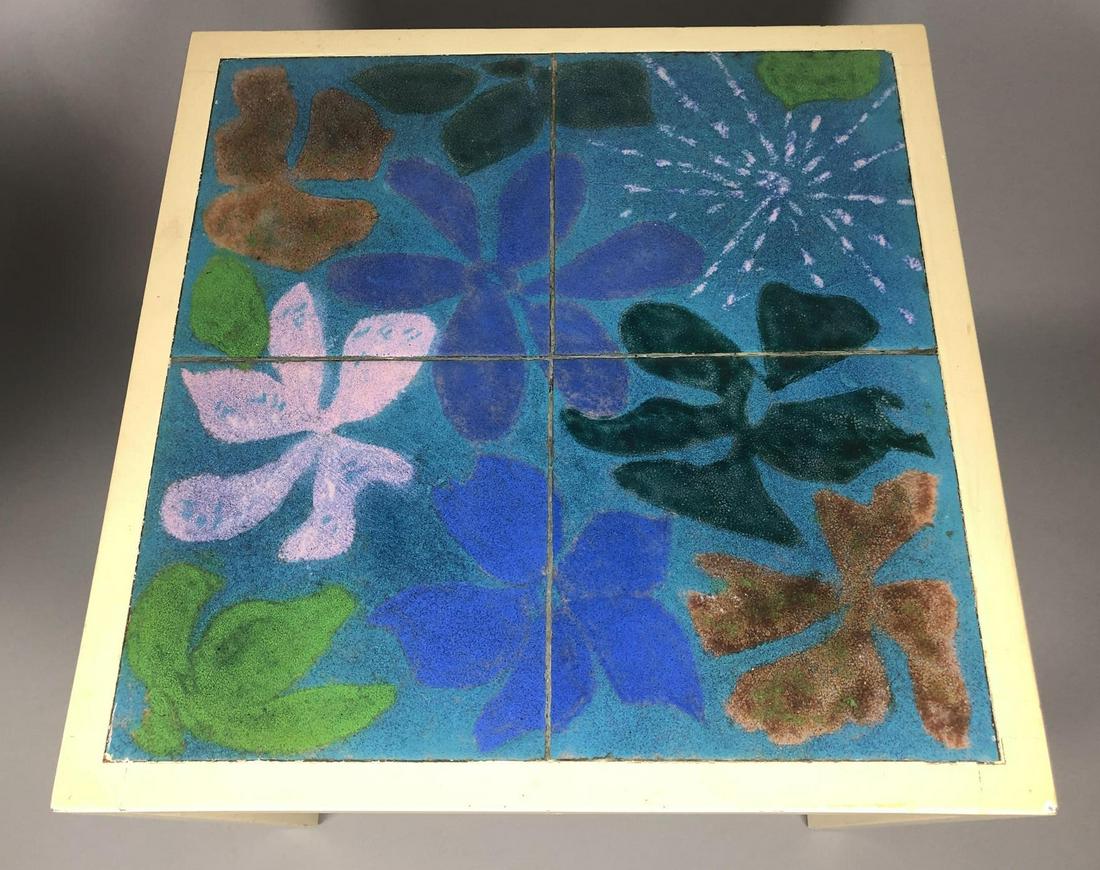HARVEY PROBBER Small Enamel Tile Side End Table. (1 of 9)
