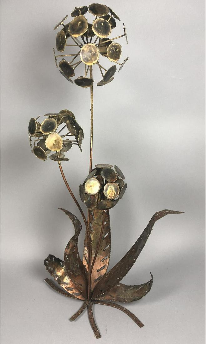 Brutalist Mixed Metal Dandelion Table Sculpture. (1 of 9)