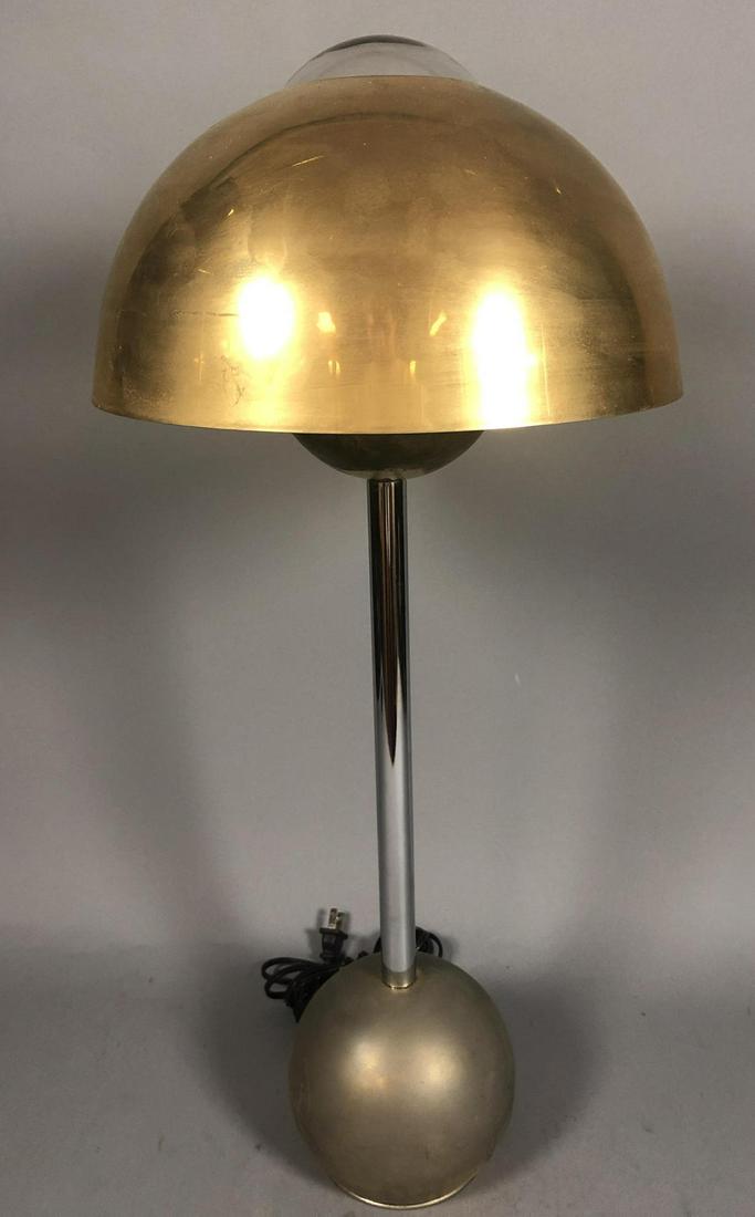 Modernist Chrome Brass Designer Table Lamp. Dome (1 of 8)
