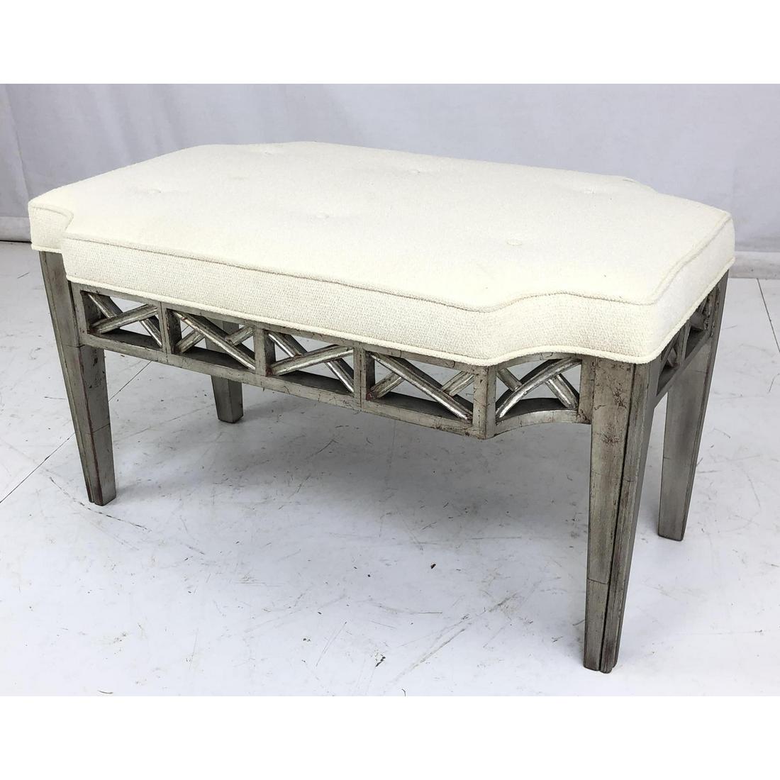 Decorator Silver Foiled Wood Frame Bench Seat. Ta (1 of 9)