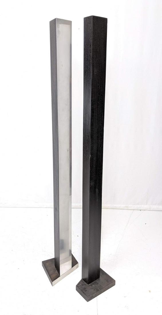 2 part Chrome Wood Modernist Sculptures. Two Tall (1 of 12)