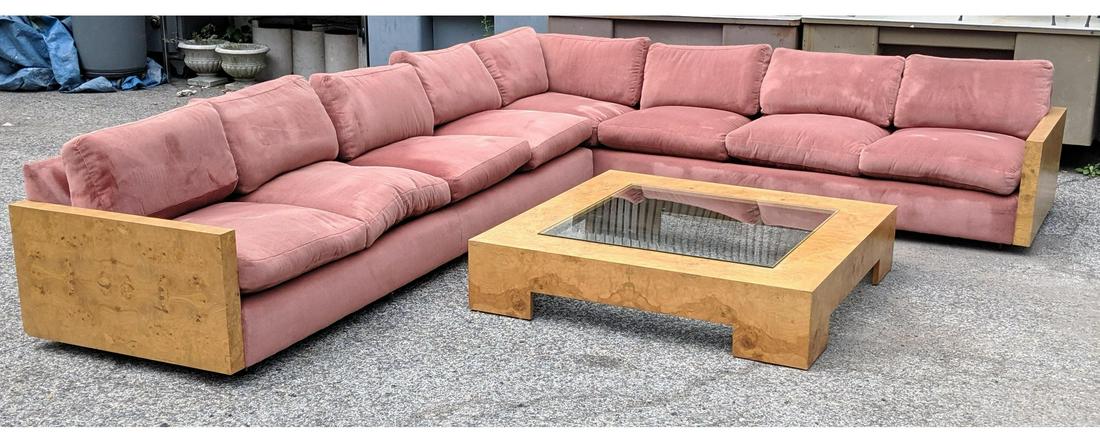 3pc Milo Baughman style Sectional Sofa Table. Mau (1 of 16)