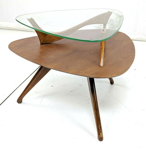 Mid Century 2 Tier Gl Wood Top End Table Tr Mid Century 2 Tier Gl Wood Top End Table Tr